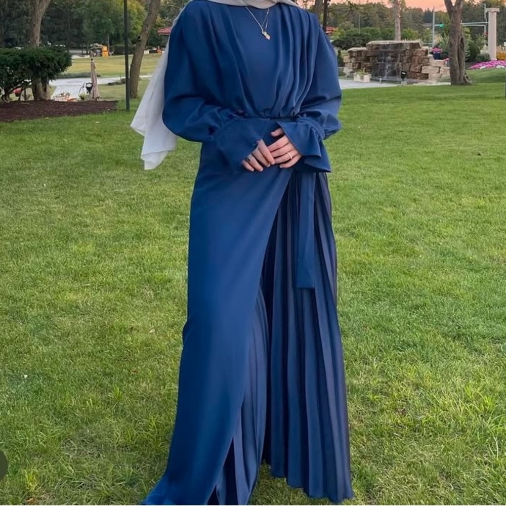 ISO: Summer Evenings- Navy Asymmetrical Tunic Set